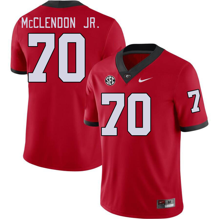 #70 Warren McClendon Jr. Georgia Bulldogs Jerseys Football Stitched-Red